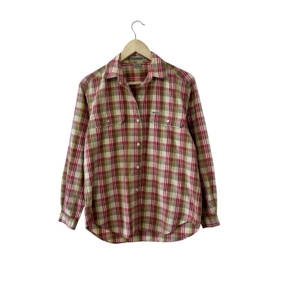 Vintage Royal Robbins Medium Button Shirt Plaid Cotton Long Sleeve Womens